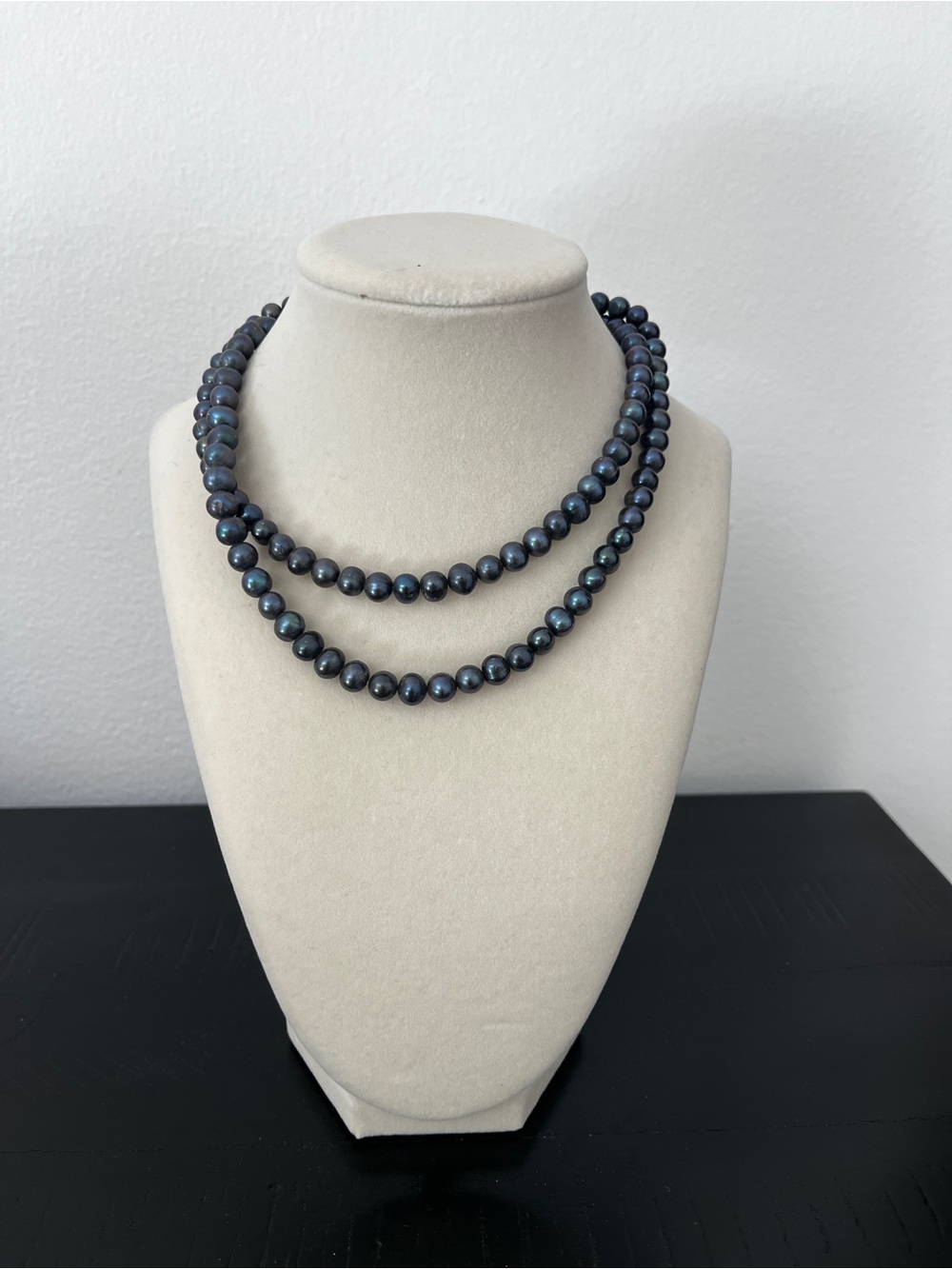 Classic Black Pearl Double Strand Necklace
